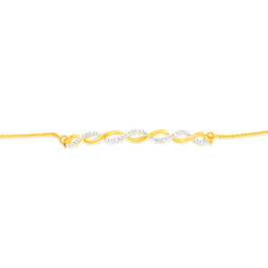 Gold Plated Sterling Silver Diamond Slider Bracelet with 12 Round Brilliant Cut Diamonds