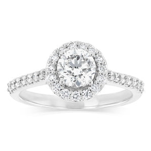 Luminesce Lab Grown 18ct White Gold 1 Carat Diamond Halo Ring