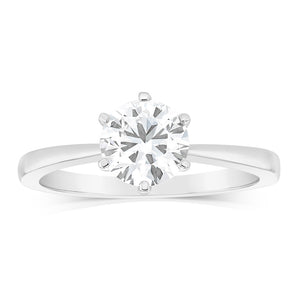 Luminesce Lab Grown 1 Carat Brilliant Cut Diamond Solitaire Ring in Sterling Silver