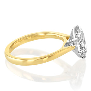 Luminesce Lab Grown 2 Carats Diamond Oval Solitaire Ring in 9ct Yellow Gold