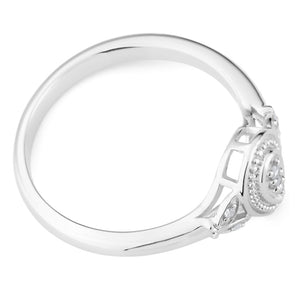 Sterling Silver Marquise Shaped Diamond Ring