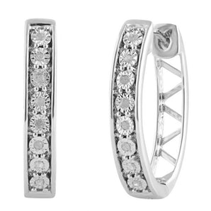 16 Diamonds Hoops Earrings in Sterling Silver