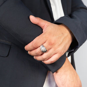 12 Brilliant Cut Diamonds Gents Ring in Sterling Silver