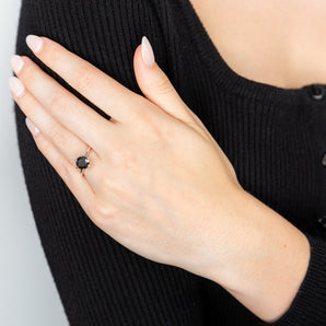 2 Carat Black Diamond Solitaire Ring in Sterling Silver